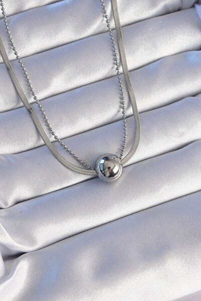 Inure Jewelry 316L الصلب سلسلة مزدوجة فضية اللون الكعوب النموذج الإيطالي قلادة