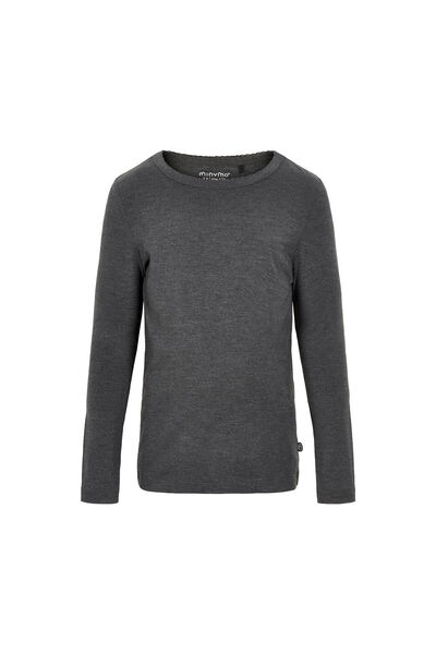 Minymo Dark Grey Melange 128 - Bluza fina de corp din bambus -