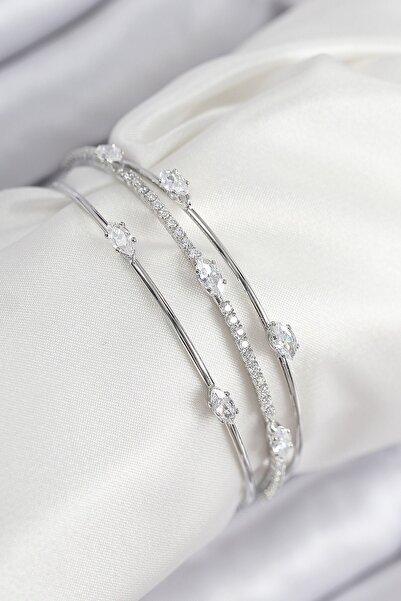 Inure Jewelry سوار نسائي من النحاس مرصع بحجر الزركون على شكل ممر مائي باللون ...