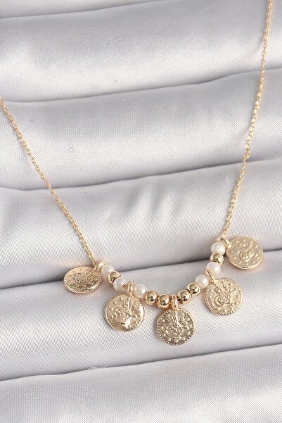 Inure Jewelry قلادة نسائية من النحاس باللون الذهبي مكونة من 5 قطع بتفاصيل من ...