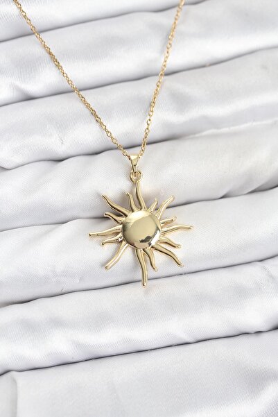 Inure Jewelry قلادة نسائية من الفولاذ 316L بلون ذهبي على شكل الشمس