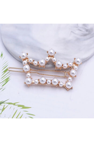 Eva Grace Olanna Hair Clip, Golden, with Pearls, Crown Shaped