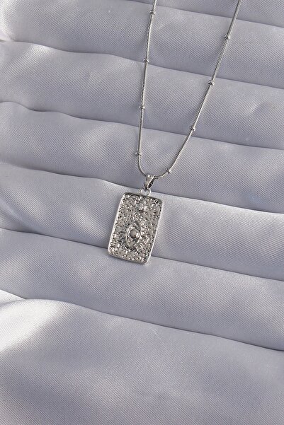 Inure Jewelry قلادة تاروت من الفولاذ 316L بلون فضي مع نقش ليزر على شكل عين