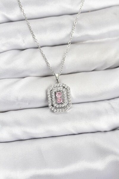 Inure Jewelry سلسلة فولاذية 316L فضية اللون موديل زركون ستون قلادة نسائية