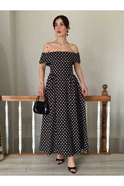 YK FASHION Puantiyeli Prenses Model Elbise