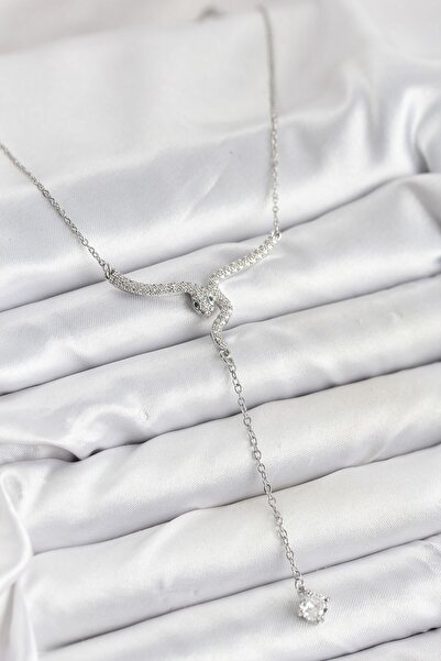 Inure Jewelry قلادة على شكل ثعبان من الفولاذ 316L باللون الفضي موديل Y