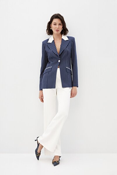 shnwomen Çizgili Blazer Takım