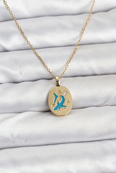 Inure Jewelry قلادة نسائية من الفولاذ 316L بتصميم سمكة القرش باللون الذهبي