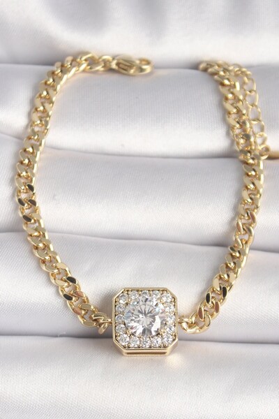 Inure Jewelry النحاس الذهب اللون سلسلة مربع الزركون حجر نموذج Xuping VIP سلسل...