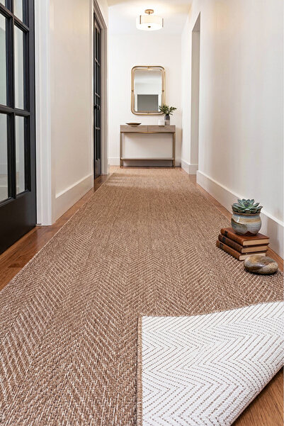 MELARİS HALI Yeni Nesil Çerçeveli Sisal Yolluk Yumuşak Dokuma Kilim Kaymaz Pa...