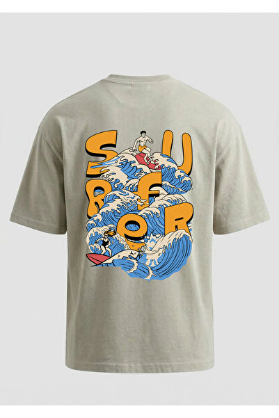 Dad&Children Unisex Surfer Oversized T-Shirt Mold Mink