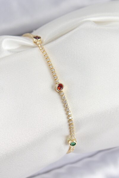 Inure Jewelry سوار نسائي من النحاس والزركون موديل ذهبي اللون