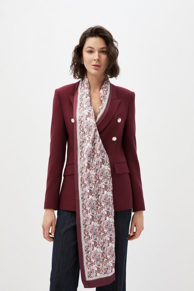 shnwomen Bordo Fularlı Blazer Ceket
