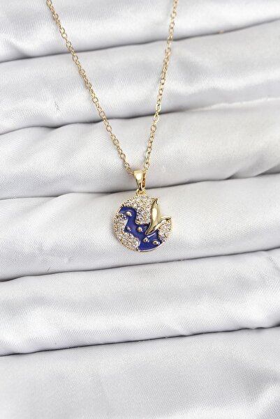 Inure Jewelry سلسلة فولاذية 316L ذهبية اللون، موديل ليلي، حجر الزركون، قلادة ...