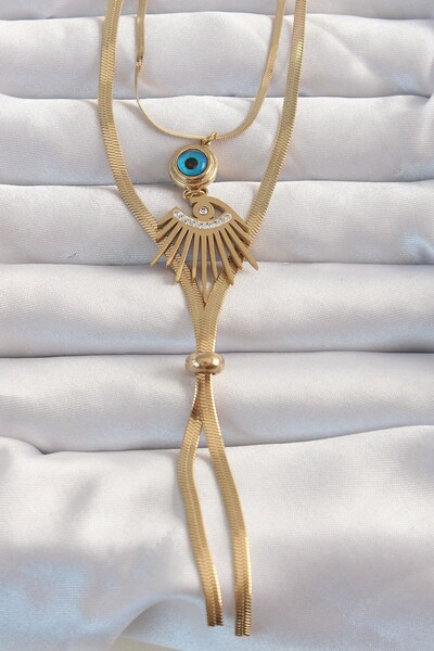 Inure Jewelry 316L الصلب الذهب اللون الزركون حجر العين التفاصيل عين الشر قلاد...