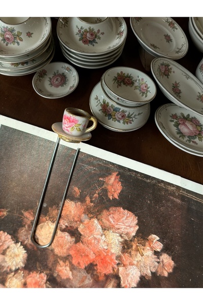 Rika Spolia & Co. Porselen Desenli Reçine Fincan Kitap Ayracı