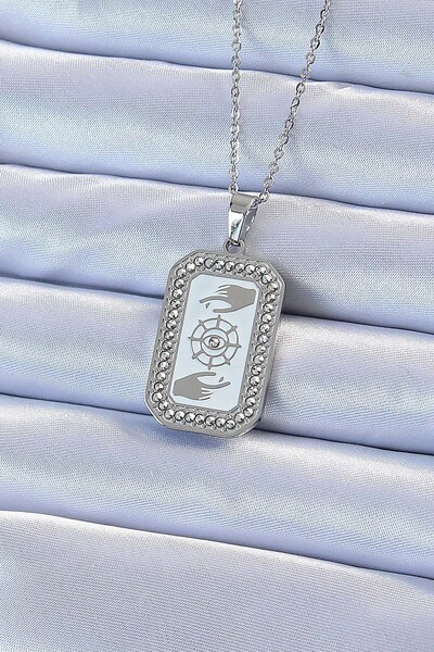 Inure Jewelry 316L الصلب سلسلة فضية اللون مطلي الزركون حجر العين الشكل التارو...