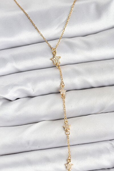 Inure Jewelry قلادة نسائية على شكل حرف Y من الفولاذ 316L مع نجمة ذهبية اللون