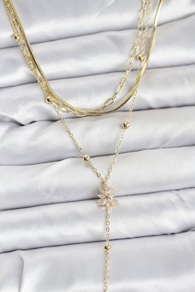 Inure Jewelry قلادة نسائية من النحاس بلون ذهبي موديل نجمة القطب بتفاصيل مفصلة...