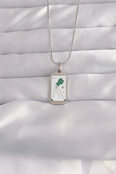 Inure Jewelry 316L الصلب الفضة اللون الأبيض المينا قلادة التارو