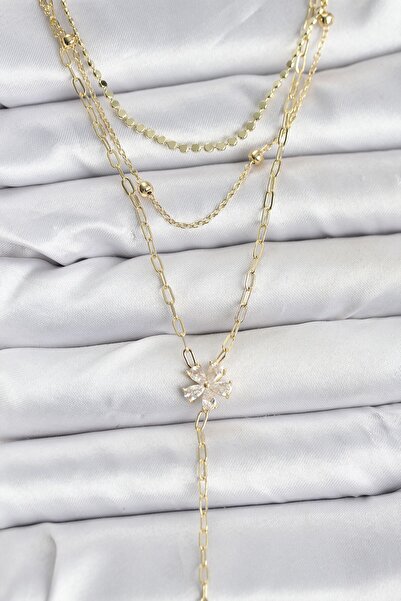 Inure Jewelry قلادة نسائية من النحاس بلون ذهبي مع حجر الزركون على شكل زهرة، ت...