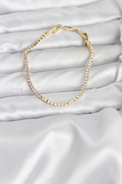 Inure Jewelry Gold Color Waterway Women's Bracelet with Pink and White Zircon...