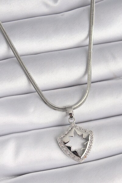 Inure Jewelry 316L الصلب الفضة اللون سلسلة الإيطالية الزركون حجر القطب نجمة م...