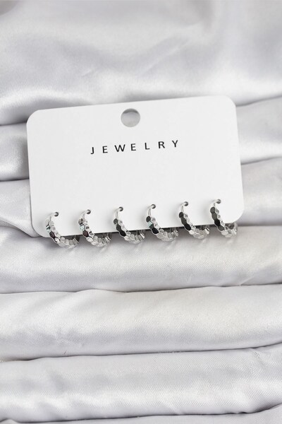 Inure Jewelry طقم أقراط نسائية من النحاس الفضي اللون بتفاصيل خلية النحل البسيطة