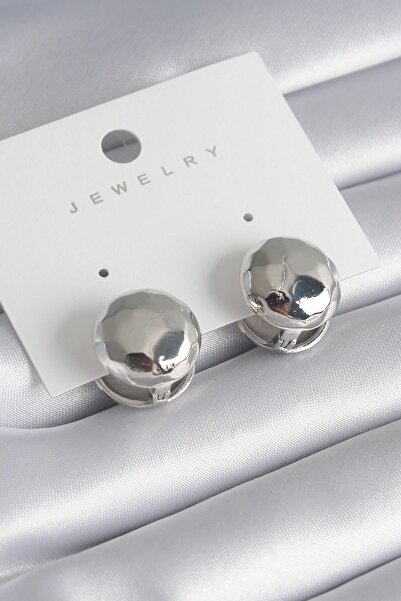 Inure Jewelry Brass Silver Color Embroidery Detail Ball Model Women's Earrings