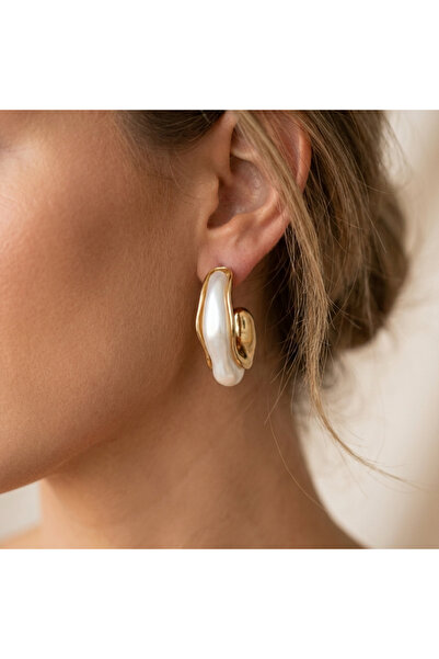Madame Deco & Takı Madame Gold Bone Hoop Earrings – Classic Modern Stylish Wo...