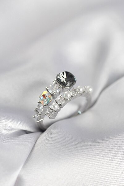 Inure Jewelry خاتم نسائي من الفضة والزركون واللؤلؤ