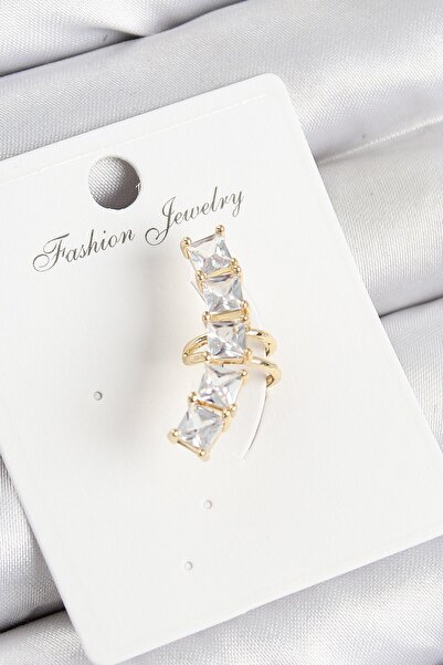 Inure Jewelry أقراط من النحاس والزركون موديل ذهبي اللون من اللحم الوركي الأيمن