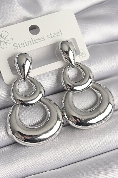 Inure Jewelry النحاس الفضة اللون قطرة التفاصيل استرخى هوب نموذج الأقراط النسائية