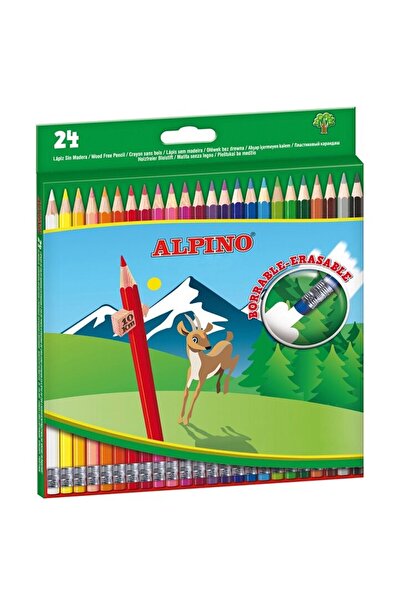 ALPİNGO Colored pencils with eraser, cardboard box, 24 colors/set, ALPINO Era...