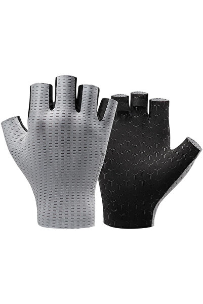 ROCKBROS Breathable Short Finger Cycling Gloves, Size: XL - Gray