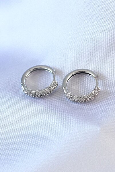 Inure Jewelry Silver Color Zircon Stone Hoop Model Brass Women's Earrings