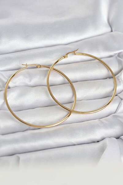 Inure Jewelry 316L Steel Gold Color 60 mm Hoop Women's Earrings