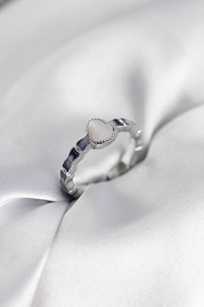 Inure Jewelry خاتم نسائي مطلي باللون الفضي على شكل قرع مينا