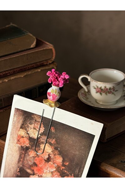 Rika Spolia & Co. Çiçek Desenli Reçine Vazo Çiçekli Kitap Ayracı