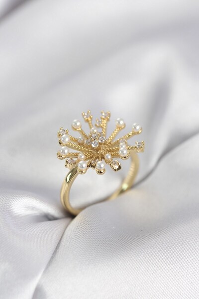 Inure Jewelry خاتم نسائي من حجر الزركون موديل كاراهينديبا ذهبي اللون