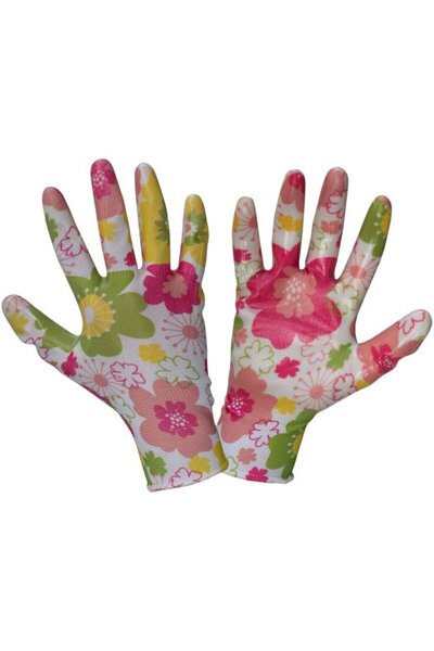 Lahti Pro MANUSA NITRIL CU MODEL FLORAL ROZ - 7