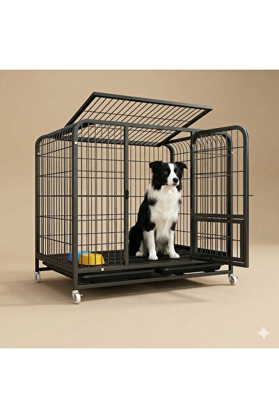 Tasma Market Tekerlekli Metal Köpek Kulübesi ve Taşıma Kafesi 94x65x86 cm – O...