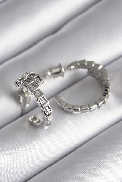 Inure Jewelry Brass Silver Color Zircon Stone Snake Model Women's Earrings