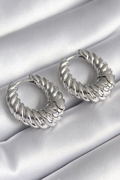 Inure Jewelry النحاس الفضة اللون هوب ملفوف نموذج الأقراط النسائية