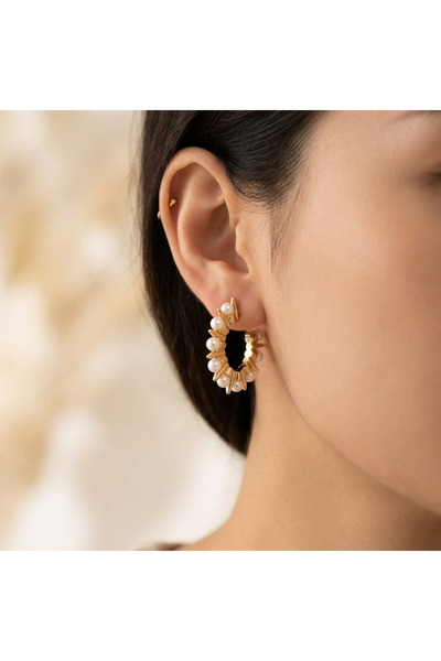Madame Deco & Takı ) Madame Pearl Hoop Earrings – Elegant and Stylish Women's...