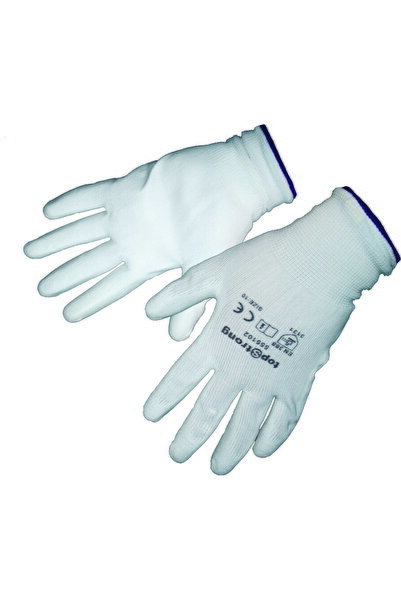 top White Polyurethane gloves, size 10
