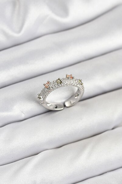 Inure Jewelry خاتم نسائي عتيق من الزركون بلون فضي نحاسي