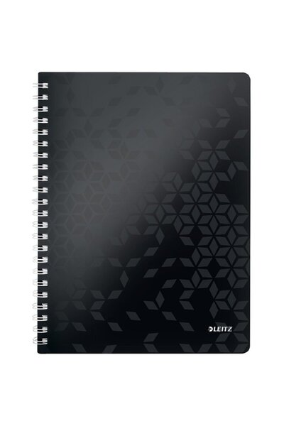Leitz Caiet de birou WOW, PP, A4, 80 coli, cu spira, dictando, negru