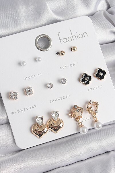 Inure Jewelry النحاس الذهب اللون الزركون حجر القلب الشكل الأسود البرسيم التفا...