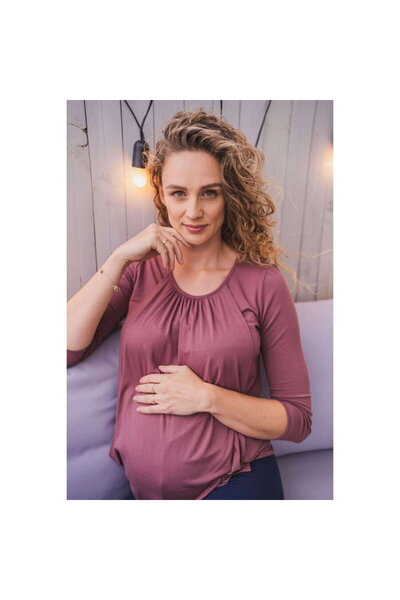 MILK Maternity and nursing t-shirt Kangaroo & love pink brown, size XL